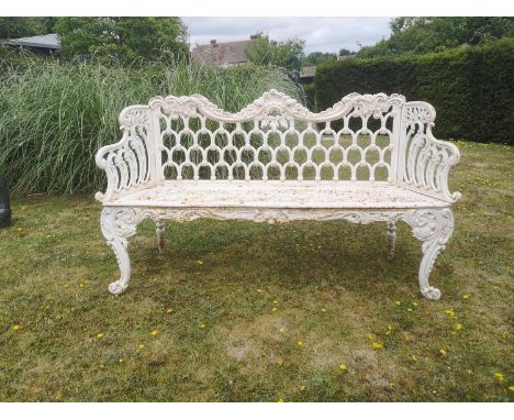 Garden Seats/Furniture: A rare Carron foundry cast iron seat, late 19th century, the back stamped Carron and with numerous di