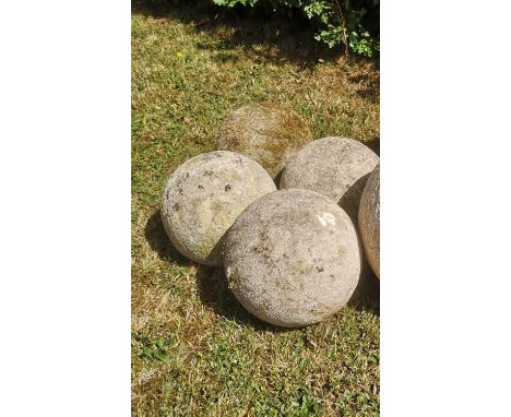 Gate piers: A set of four carved Cotswold stone balls, 23cm diameterThe Cotswold Collection. See lot 1 for further informatio