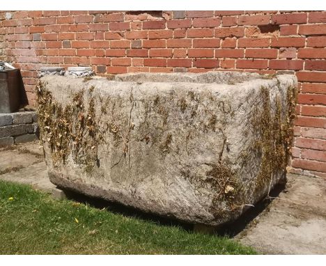 Troughs/Planters: A carved limestone trough, 62cm high by 128cm long by 106cm deep