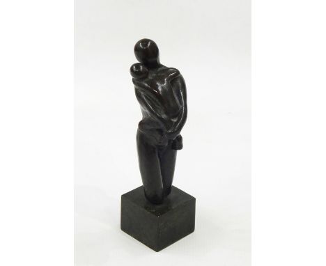 Marzia Colonna (b.1951) bronze figure of figure holding child, signed, 18.5cm 