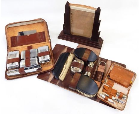 RFV Robe suitcase with original paperwork and hanger, a leather gentleman's travel dressing set with engine-turned metal lids