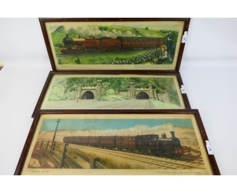 Two railway carriage prints after Cuthbert Hamilton Ellis comprising Travel In 1905, Midland Railway Manchester Express, Head