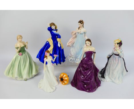 Six Royal Doulton and Royal Worcester lady figures to include  a limited edition Renoir Collection model # HN3474 Lise, Keeps