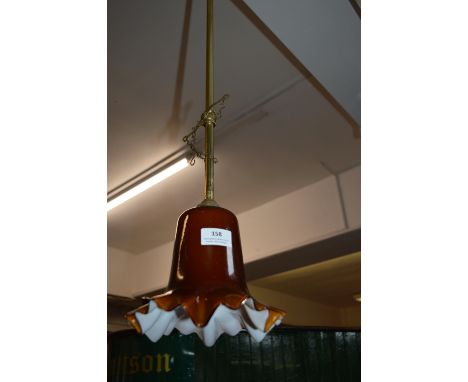 Christopher Wray Reproduction Brass &amp; Glass Light Fitting 