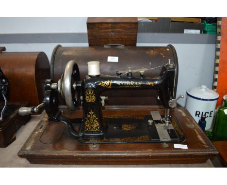 Vibra Vintage Manual Sewing Machine with Case and a Wooden Box 