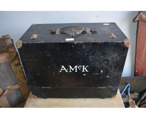 Vintage Painted Wooden Toolbox 