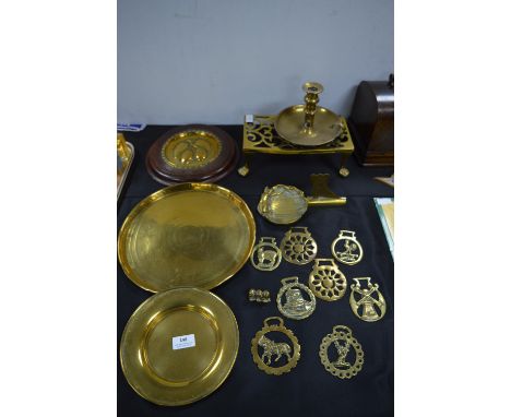 Brassware Including Trays, Horse Brasses, Candlestick, etc. 