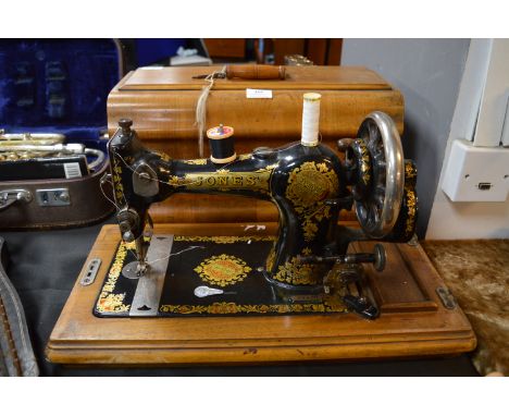 Jones Manual Sewing Machine in Original Case 