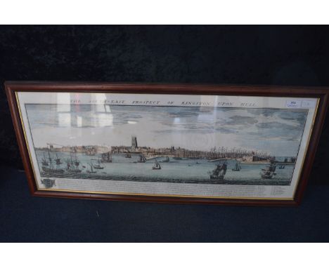 Hand Coloured Print - The South East Prospect of Kingston-upon-Hull 