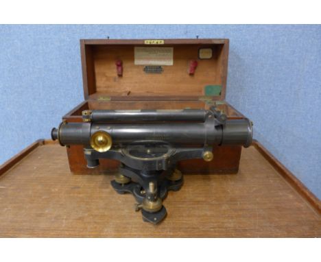 A Victorian theodolite, made by J. Halden &amp; Co. Manchester &amp; London, in mahogany case 