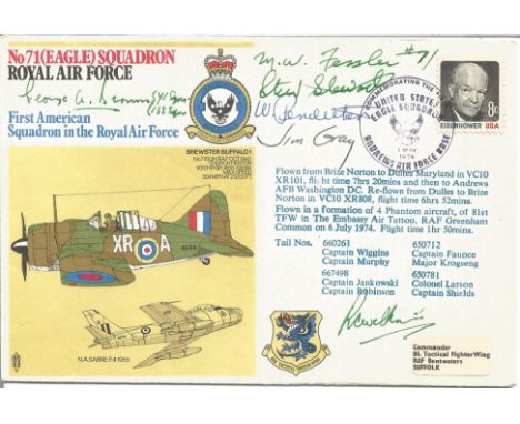 George A. Brown, M. W. Fessler, S. Slewod, W. Pendleton, Jim Gray and R. C. Wilkinson signed No71 Eagle Squadron RAF First Am