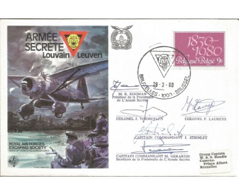 Secret Army RAF Escaping Society cover signed by five WW2 French Resistance leaders. Good condition. All autographs come with