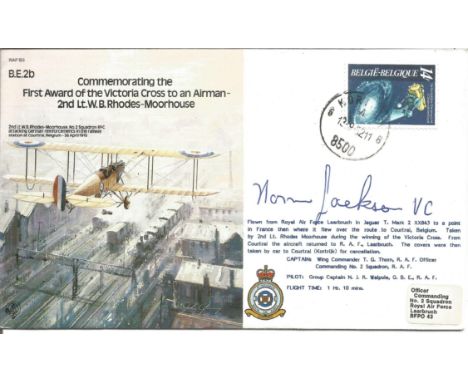 Norman Cyril Jackson VC signed Commemorating the First Award of the Victoria Cross to an Airman 2nd Lt W. B. Rhodes-Moorehous