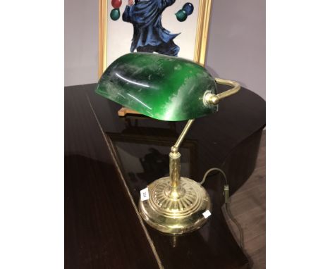 1 TABLE LAMP WITH GREEN SHADE