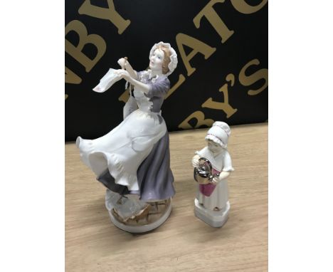 2 ROYAL WORCESTER FIGURES THE LAUNDRY MAID, POLY PUT THE KETTLE ON
