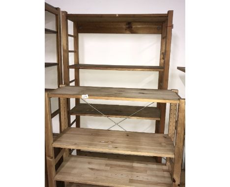 2 WOODEN FIVE SHELF UNITS
