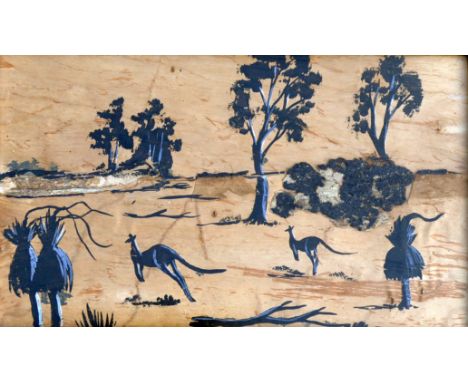 Five 1970's Aboriginal Art Fund paintings on bark, comprised of two pairs, and one other larger, three with dates stamps on f