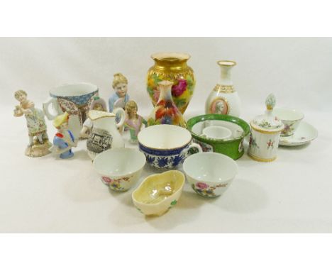 Assorted 19th century and later British and Continental porcelain and bone china items comprised of two Royal Worcester vases