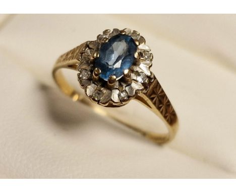 9ct Gold, Topaz &amp; Diamond Dress Ring, size O