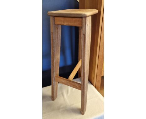 Handmade Yorkshire Oak Three Legged High Stool by Stuart Jowett (1947-2024) - 29.5 inches height