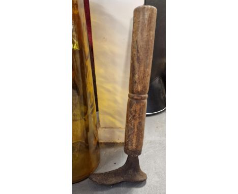 Early Shoemaker or Cobbler's Tool, w/a Cast Iron Foot - 62cm long