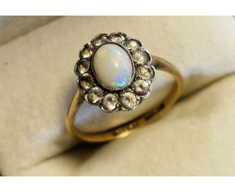 9ct Gold &amp; Opal Dress Ring, size M
