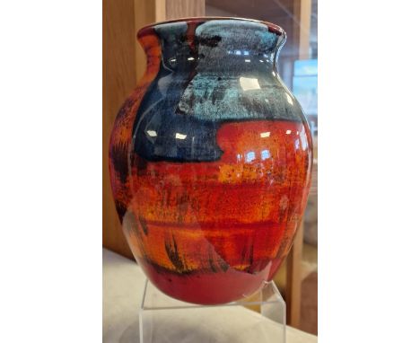 Poole Pottery Red Volcano Vase - 9.5 inches high