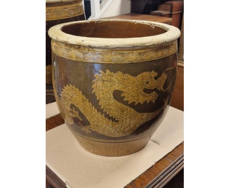 Chinese 1930's Large Floor Dragon Planter Vase