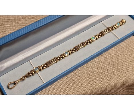 9ct Gold &amp; Opal Bracelet - 19.5cm long &amp; 17.05g