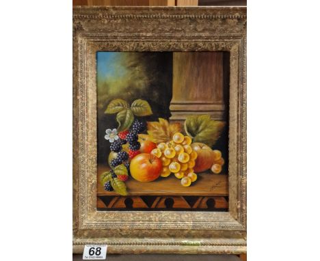 Royal Worcester Artist J F Smith (1934-) Still Life Oil of Fruits - 38x44cm