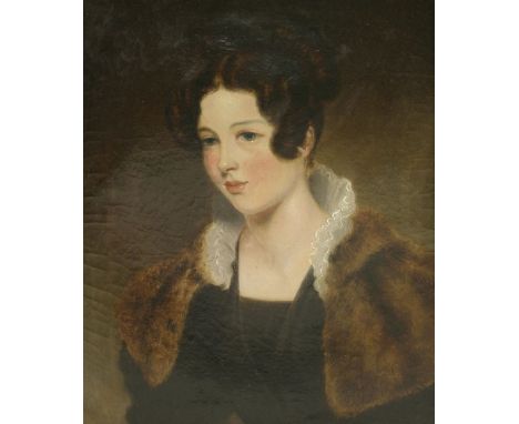 English School, c.1830PORTRAIT OF EMMA BARRAUD, BUST LENGTH, IN A BLACK DRESS AND FUR STOLE;PORTRAIT OF JULIA BARRAUD, BUST L