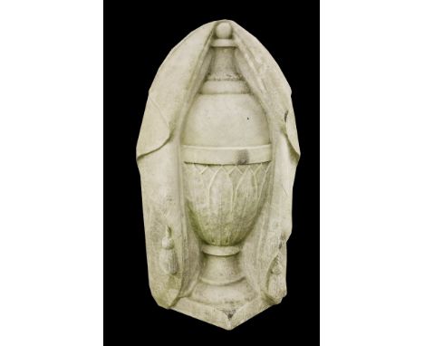 A marble finial,modelled as a veiled urn,65.5cm high