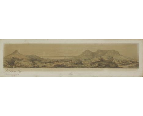 Edmund Walker, after Thomas Bowler'PANORAMA OF CAPE TOWN AND SURROUNDING SCENERY'Coloured lithograph, inscribed in ink 'W.L.B