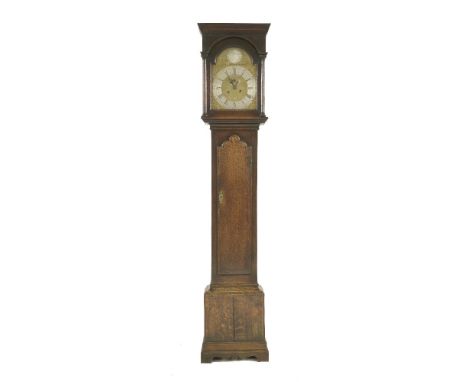 A George III oak longcase clock,the arched brass dial with a silvered chapter ring inscribed 'Everard Billington, Market Harb