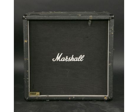 A Marshall 1960B guitar speaker cabinet,with a black tolex covering and black grille cloth