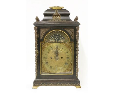 A George III ebonised bracket clock, by James Smith, London, the twin fusee movement with verge escapement, pull repeat, the 