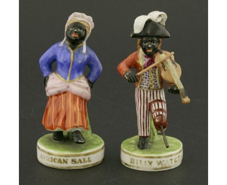 Lots 34 to 81A Single Owner Collection of Pottery and Porcelain FiguresA pair of Derby figures,‘African Sally’, standing with