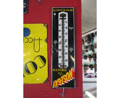An enamel Nosegay The Tobacco thermometer, 7" x 24" 