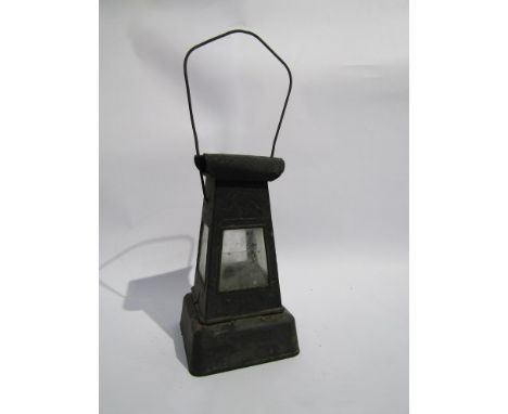 A railway porters lamp, tapering design, no burner