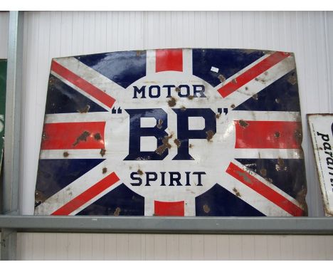 A large enamel Union Jack "BP" Motor Spirit enamel sign, 54" X 36" 