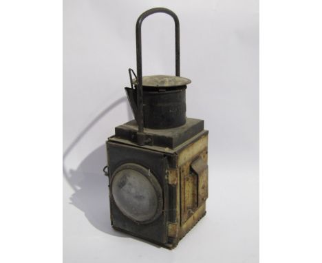 A black painted guards van side lamp