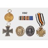 Konv. EK 2 1914, EKF, Centenarmedaille, VWA Schwarz, VWA Silber mit fehlendem ...