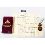 Bulgarien, Königlich Bronzene Verdienstmedaille mit Krone im dazugehörigen ...