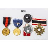 Konv. Ostmedaille, Sudentenlandmedaille, KVK 2. Klasse mit Schwertern, VWA in Schwarz ...