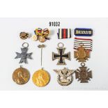 Konv. EK 2 1914, 2 EKF, 2 Centenarmedaillen ohne Bandring, Kriegshilfsdienstkreuz, ...