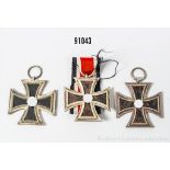 Konv. 3 EK 2 1939, 2 x mit korrodiertem Eisenkern, 1 x Hersteller "7" im Bandring, ...