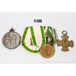 Konv. Sachsen Erinnerungskreuz 1849, Dienstauszeichnung Medaille in Bronze für lange ...