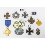 Konv. EK 2 1914, EKF, EKT, Kriegshilfsdienstkreuz, Dienstauszeichnung für 12 Jahre, ...