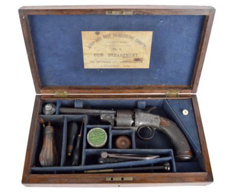 A good 70 bore six shot gas-seal single-action revolver by Joseph Lang, sighted octagonal barrel 5 in., top flat engraved 'J.