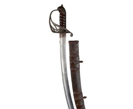 An unusual British army sword, curved blade 30.5in., by Runkel of Solingen, with broad fuller and  9in. 'false' back edge, et